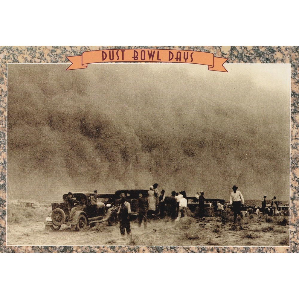 1935 Kansas Dust Bowl Rabbit Hunt Postcard Black Sunday Vintage Historical Sepia